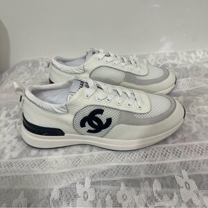 CHANEL White and Black Women's Sneakers